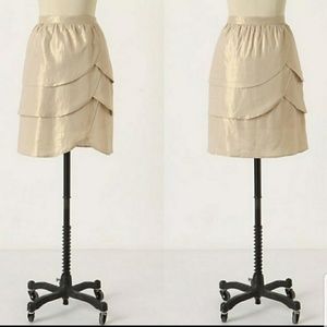 ANTHROPOLOGIE champagne gold scallop skirt